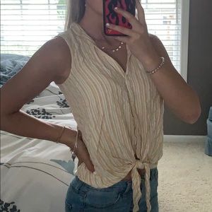 Yellow and white top